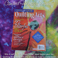 Giveaway! August/September Quilting Arts Magazine + 4 Half Yards of “Faux Snow” Dyed Fabric!
