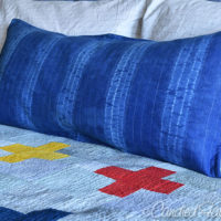 Tadah! New Indigo Dyed Bolster Pillow for My Bed!